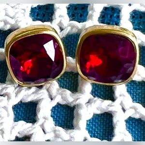 Heidi Daus 🆕 Red Crystals button pierced earrings